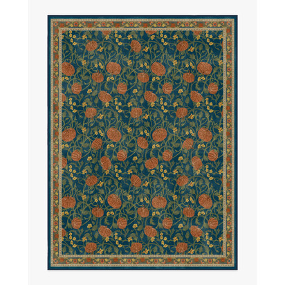 Enchanted Vines Navy Multicolour Flatwoven Rug - 275 x 365 cm - Rug + Cushioned Pad System