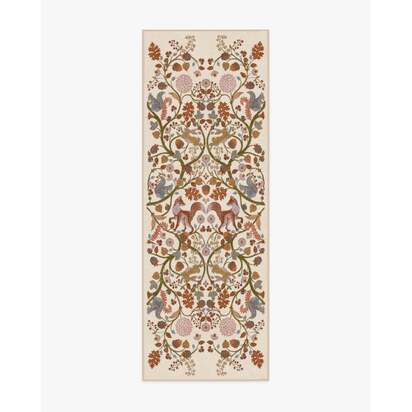 Foxglove Forest Cream Multicolour Flatwoven Rug - 75 x 215 cm - Rug + Pad System
