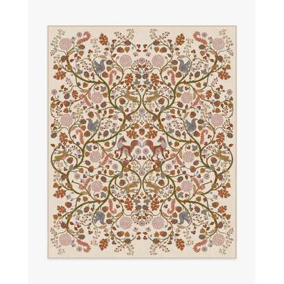 Foxglove Forest Cream Multicolour Flatwoven Rug - 245 x 305 cm - Rug + Cushioned Pad System