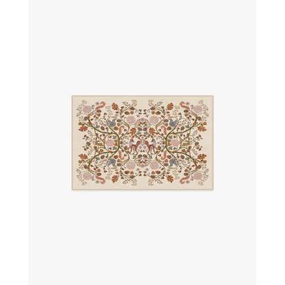 Foxglove Forest Cream Multicolour Flatwoven Rug - 245 x 305 cm - Rug + Cushioned Pad System