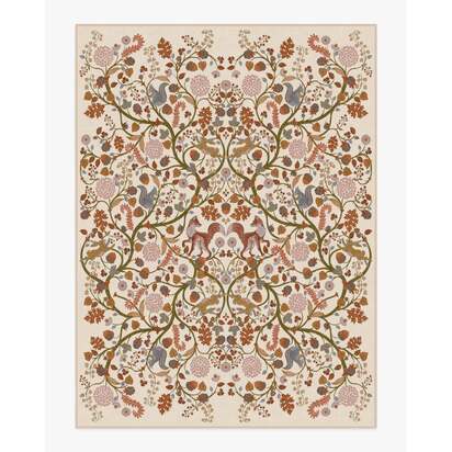 Foxglove Forest Cream Multicolour Flatwoven Rug - 275 x 365 cm - Rug + Cushioned Pad System