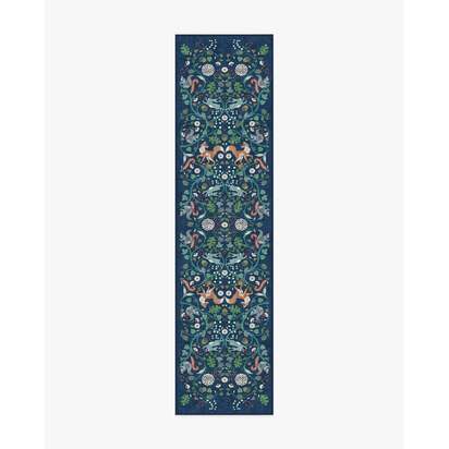 Foxglove Forest Blue Multicolour Flatwoven Rug - 75 x 305 cm - Rug + Pad System
