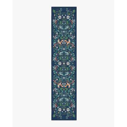Foxglove Forest Blue Multicolour Flatwoven Rug - 75 x 365 cm - Rug + Pad System