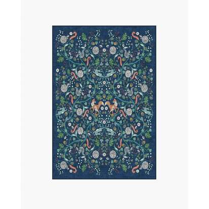 Foxglove Forest Blue Multicolour Flatwoven Rug - 120 x 185 cm - Rug + Cushioned Pad System