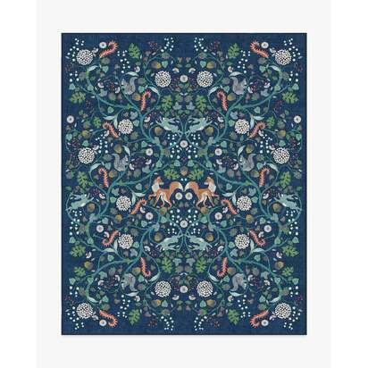 Foxglove Forest Blue Multicolour Flatwoven Rug - 245 x 305 cm - Rug + Cushioned Pad System
