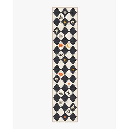 Halloween Harlequin Ivory & Charcoal Rug - 75 x 365 cm - All-In-One Rug