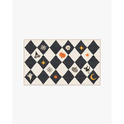 Halloween Harlequin Ivory & Charcoal Rug - 90 x 150 cm - All-In-One Rug