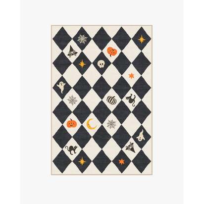 Halloween Harlequin Ivory & Charcoal Rug - 120 x 185 cm - All-In-One Rug