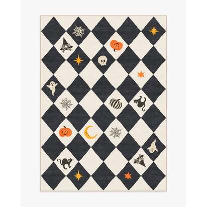 Halloween Harlequin Ivory & Charcoal Rug - 150 x 215 cm - All-In-One Rug
