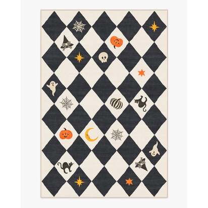 Halloween Harlequin Ivory & Charcoal Rug - 200 x 290 cm - All-In-One Rug