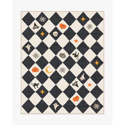 Halloween Harlequin Ivory & Charcoal Flatwoven Rug - 245 x 305 cm - Rug + Pad System
