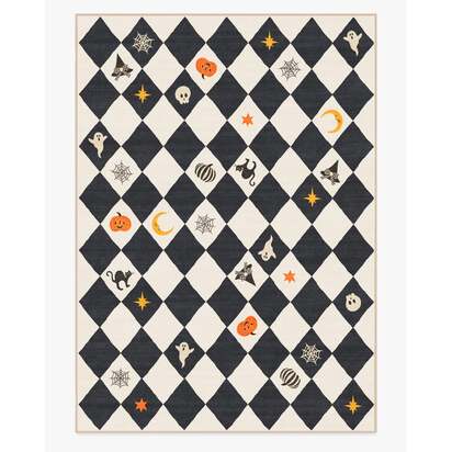 Halloween Harlequin Ivory & Charcoal Flatwoven Rug - 305 x 425 cm - Rug + Pad System