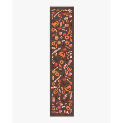 Halloween Treats Brown Multicolour Flatwoven Rug - 75 x 365 cm - Rug + Pad System