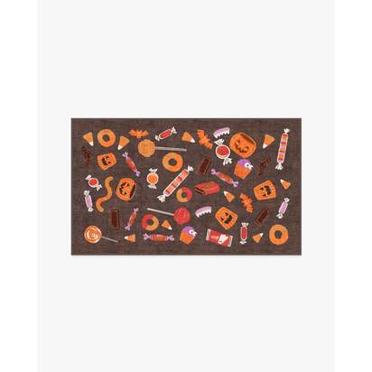Halloween Treats Brown Multicolour Flatwoven Rug - 90 x 150 cm - Rug + Pad System