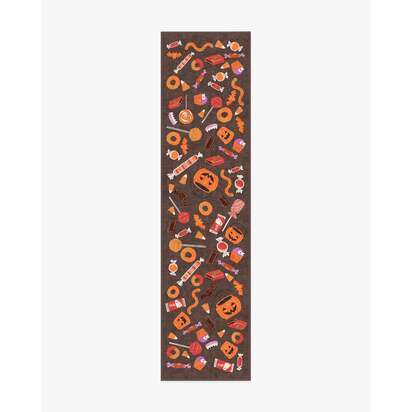 Halloween Treats Brown Multicolour Flatwoven Rug - 75 x 305 cm - Rug + Cushioned Pad System