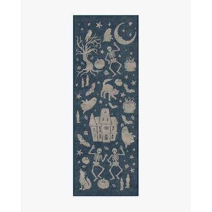 Moonlit Creatures Navy Flatwoven Rug - 75 x 215 cm - Rug + Pad System