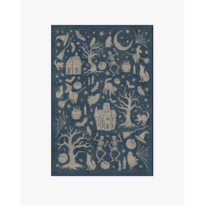 Moonlit Creatures Navy Flatwoven Rug - 120 x 185 cm - Rug + Cushioned Pad System