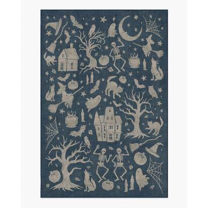 Moonlit Creatures Navy Flatwoven Rug - 200 x 290 cm - Rug + Cushioned Pad System