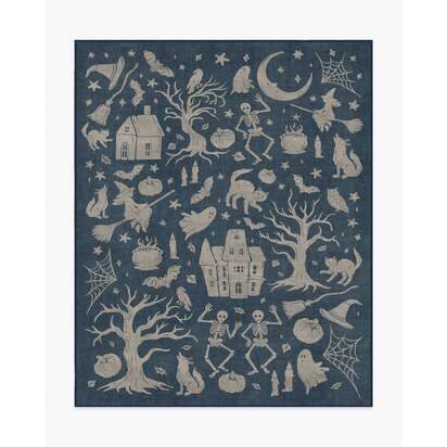 Moonlit Creatures Navy Flatwoven Rug - 245 x 305 cm - Rug + Cushioned Pad System