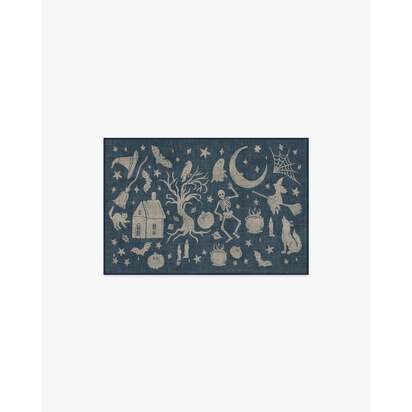Moonlit Creatures Navy Flatwoven Rug - 245 x 305 cm - Rug + Cushioned Pad System