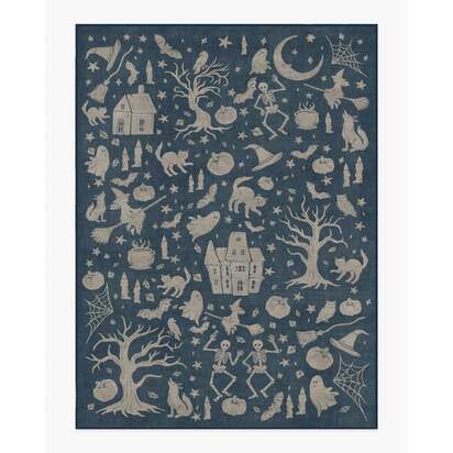 Moonlit Creatures Navy Flatwoven Rug - 275 x 365 cm - Rug + Cushioned Pad System