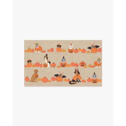 Puppy Patch Natural Multicolour Flatwoven Rug - 90 x 150 cm - Rug + Pad System
