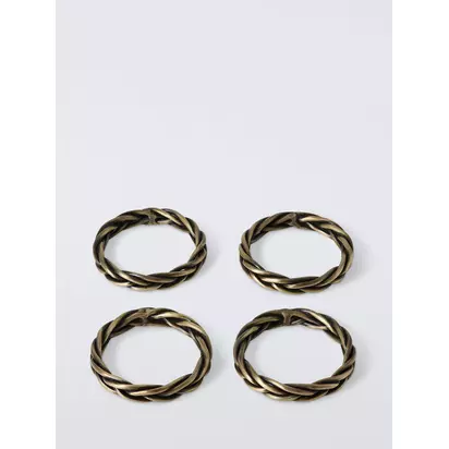 John Lewis Twisted Brass Napkin Ring, Set of 4, Gold Gold | 6x1x6