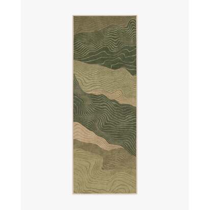 Mirage Sage & Tan Flatwoven Rug - 75 x 215 cm - Rug + Cushioned Pad System