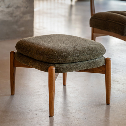 Bramham Footstool Green Boucle