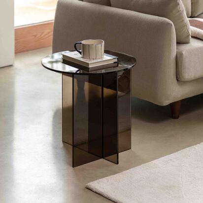 Hadwick Glass Side Table Charcoal