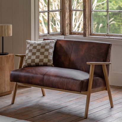 Fengate 2 Seater Sofa Vintage Brown Leather