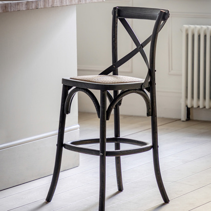 Studio Cafe Stool Black/Rattan (2pk)