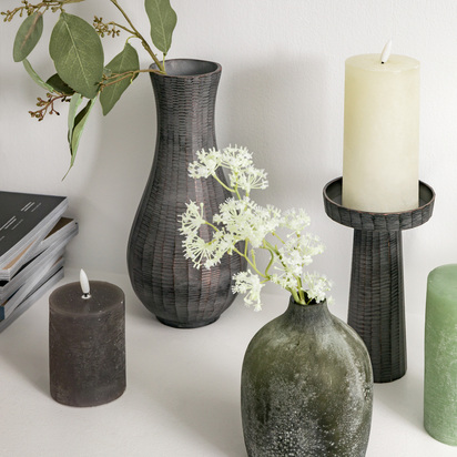 Alder Candlestick Small Antique Grey