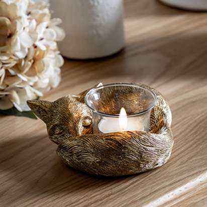 Aster Fox Tealight Holder Gold