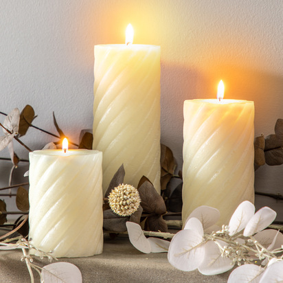 Windsor Pillar Candle Twist Ivory (2pk)  - Large