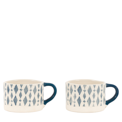 Aster Diamond Print Mugs Blue (4pk)