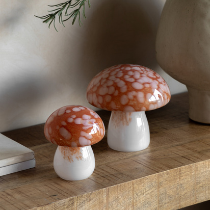 Studio Confetti Glass Mushrooms Set of 2 Burnt Orange