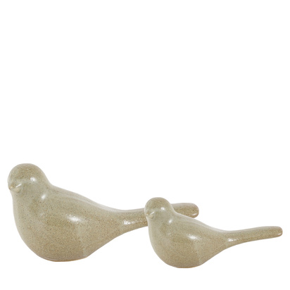 Studio Rustic Bird Sculpture Fennel Green Set of 2