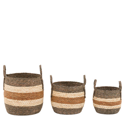 Glencott Brown Striped Basket Set of 3