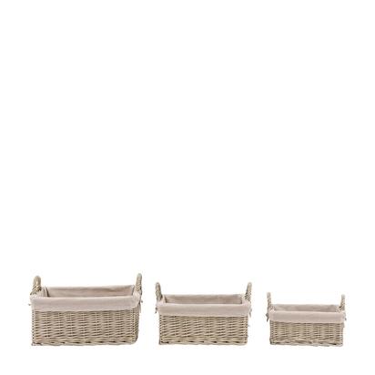Hartcombe Lined Baskets Natural S/3