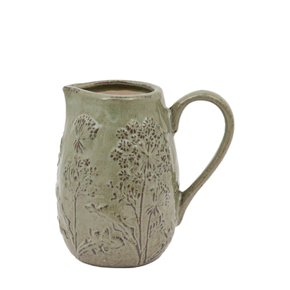 Rivington Embossed Ceramic Jug Sage