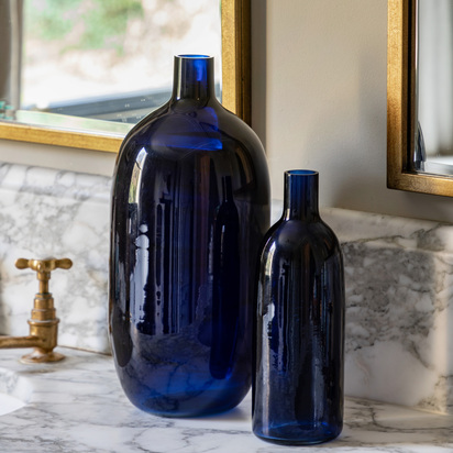 Highworth Glass Bottle Vase Ink  - Large