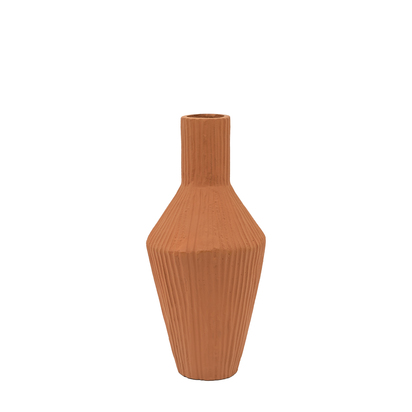 Maplebridge Ribbed Cast Metal Vase Terracotta