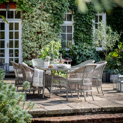 Fairbridge 6 Seater Oval Dining Set Stone