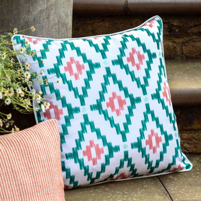 Farnley Geo Printed Cushion Apricot Poly Filled