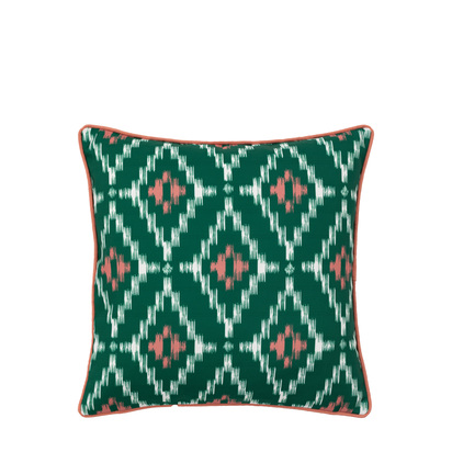 Farnley Geo Printed Cushion Green Poly Filled