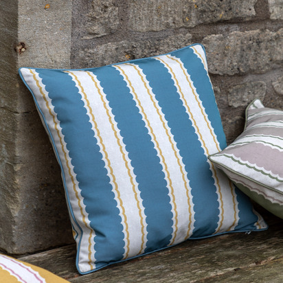 Midhurst Cushion Blue/Ochre Poly Filled