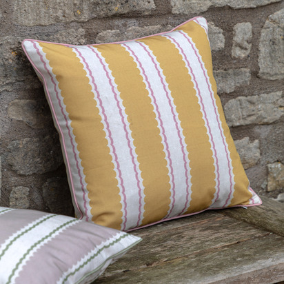 Midhurst Stripe Cushion Ochre/Pink Poly Filled