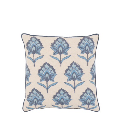 Brookwell Embroidered Cushion Ink Blue 450x450mnm Poly Filled