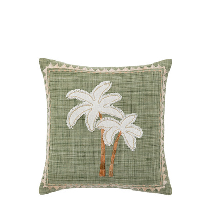 Glenton Emb Palm Tree Cush Sage Poly Filled